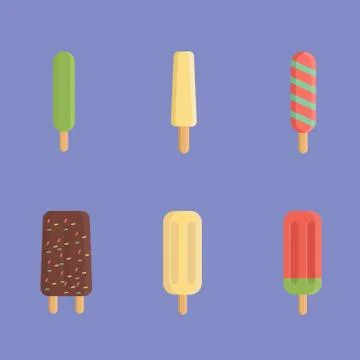Set vector illustration ice cream flat design icon Stock Illustration