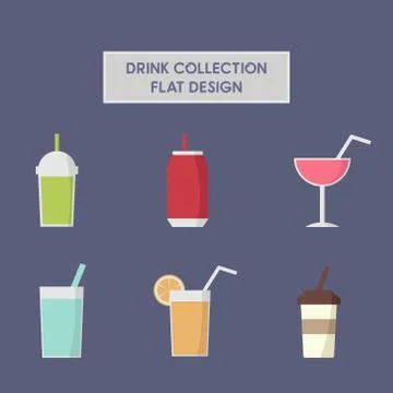 Set vector illustration icon drink flat design bundle Stock Illustration
