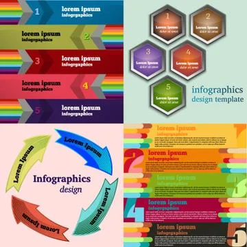 Set of Vector illustration infographic template with step Stock Illustration