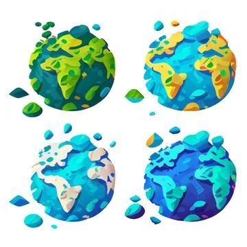 Set vector illustration isolation of earth planet on hands on white background Stock Illustration