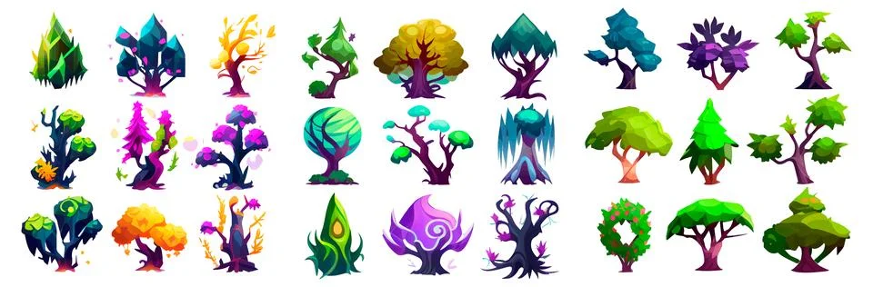 Set vector illustration of magic ui tree isolate on white background Stock Illustration