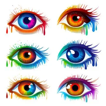 Set vector illustration of make up in rainbow colors on eye Stock Illustration
