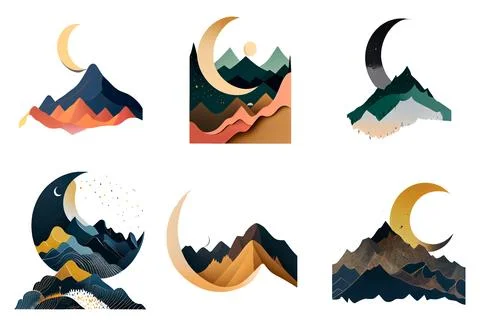 Set vector illustration of muslim crescent ramadan concept Stock Illustration