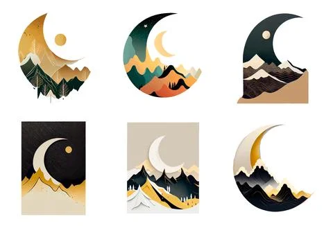 Set vector illustration of muslim crescent ramadan concept Stock Illustration