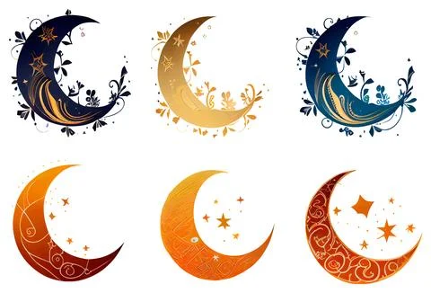 Set vector illustration of muslim crescent ramadan concept Stock Illustration
