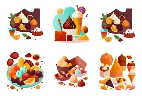 Set vector illustration of muslim sweets ramadan concept Stock Illustration