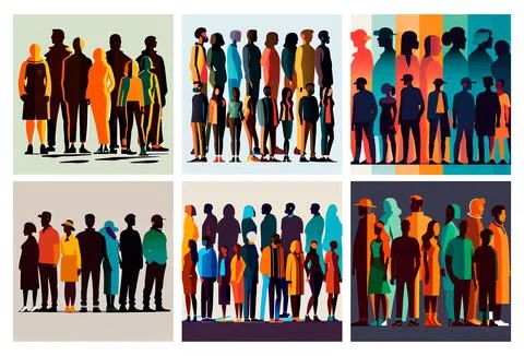 Set vector illustration of people together international communication day Stock Illustration