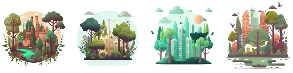 Set vector illustration of planet earth horisontal isolate Illustrazione stock