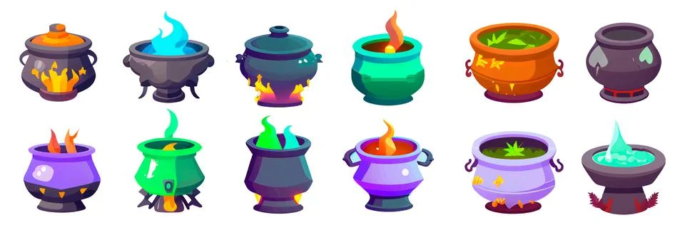 Set vector illustration of potion or poison magic vessel with magic liquid Stock Illustration