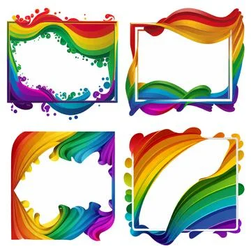 Set vector illustration of rainbow border frame isolate with emptyspace Stock Illustration