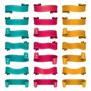 Set of vector illustration ribbons. Stock Illustration