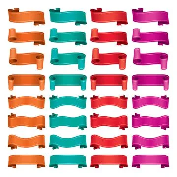 Set of vector illustration ribbons. Stock Illustration