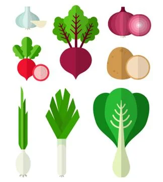 Set vector illustration ripe fresh useful vegetables in flat design. Stock Illustration
