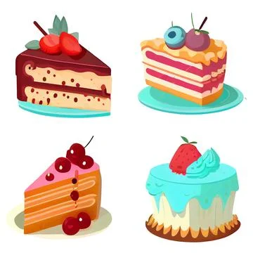 Set vector illustration of slice cake isolating background Stock Illustration