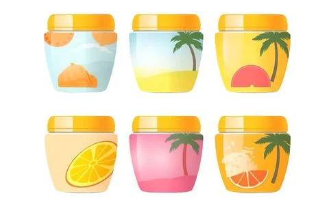 Set vector illustration of spf sunscreen cream bottle isolate on white Stock Illustration