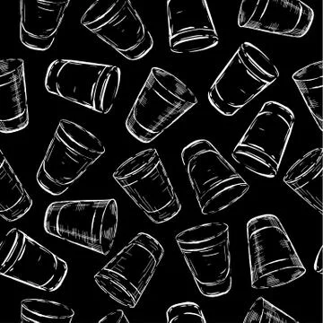 Set of vector illustration of stemware. Glasses for alcohol and water. Engrav Stock Illustration