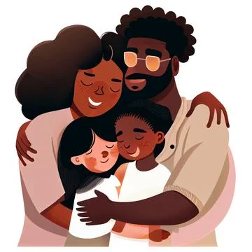 Set vector illustration of two parents with their daughters Stock Illustration