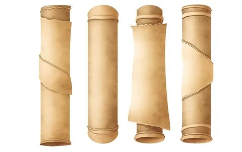 Set vector illustration of ui old bundle ancient decree paper isolated on white Stock Illustration