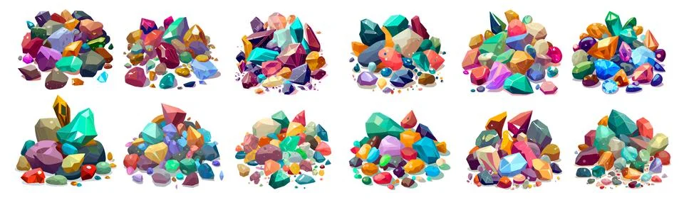 Set vector illustration of ui precious stone isolated on white background Stock Illustration