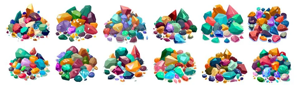 Set vector illustration of ui precious stone isolated on white background Stock Illustration