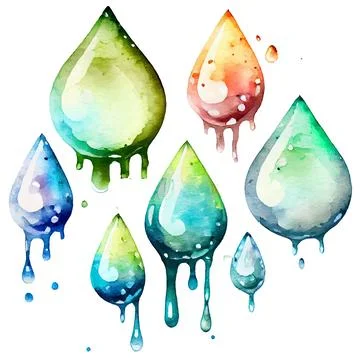 Set vector illustration of water drop spring rain on white background 스톡 일러스트