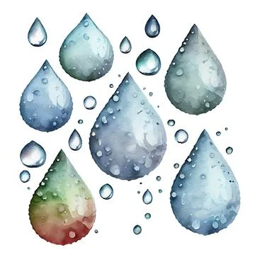 Set vector illustration of water drop spring rain on white background Stock Illustration