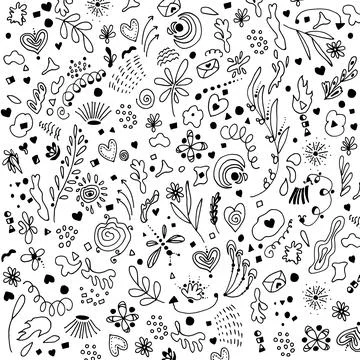 Set of vector illustrations of abstract nature organic geometric shapes, spots Stock Illustration