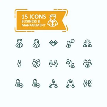 Set of vector illustrations fine line icons, collection of business people icons Stock-Illustration