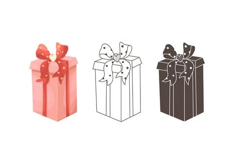 Set of vector illustrations of a gift boxes with a bow. Illustration for Vale Stock Illustration