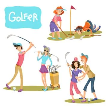 Set of vector illustrations of golf games. Stock-Illustration