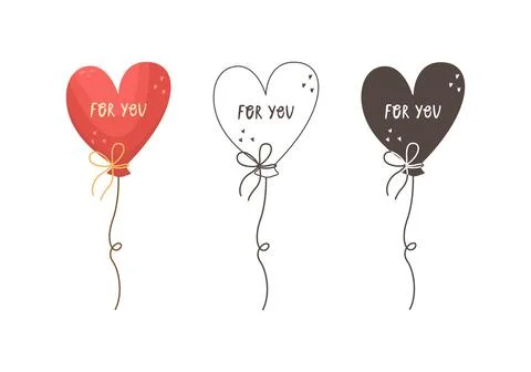 Set of vector illustrations of a heart-shaped balloons. Illustration for Vale 스톡 일러스트