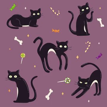 Set of vector illustrations for the holiday of Halloween and others. Isolat.. Stock Illustration