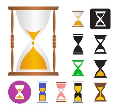 Set of vector illustrations of an hourglass Stock Illustration