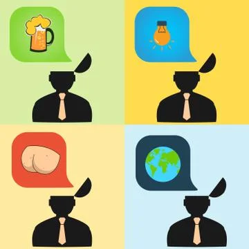 Set of vector illustrations with human thoughts Stock Illustration