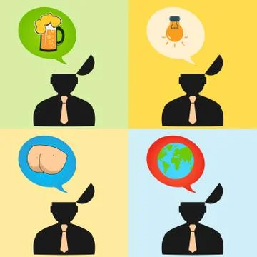 Set of vector illustrations with human thoughts Stock Illustration