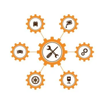 Set of vector illustrations of icons for car repair Stock Illustration