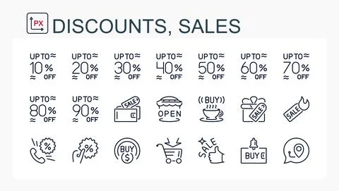 A set of vector illustrations, icons discount, sale Stock Illustration