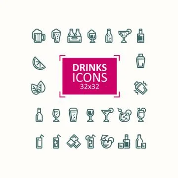 Set of vector illustrations of icons of drinks. Stock-Illustration