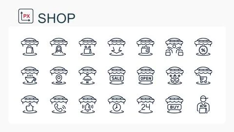 A set of vector illustrations, icons from the line. Stock Illustration