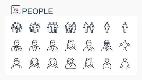 A set of vector illustrations, icons of people Stock Illustration