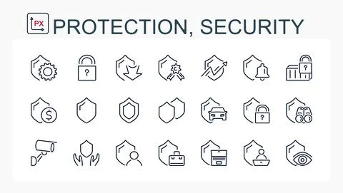 A set of vector illustrations, icons from a thin line Stock Illustration