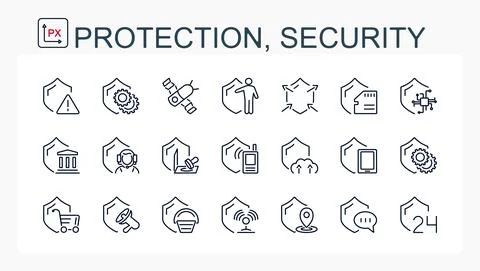 A set of vector illustrations, icons from a thin line Stock Illustration