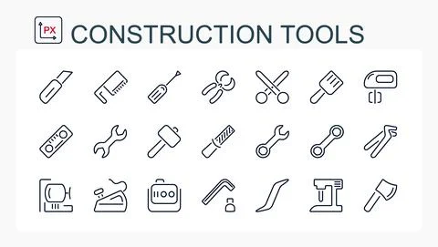 A set of vector illustrations, icons from a thin line. Stock Illustration