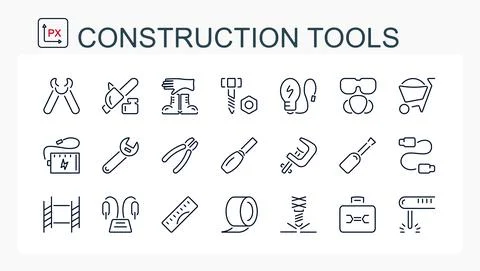 A set of vector illustrations, icons from a thin line. Stock Illustration