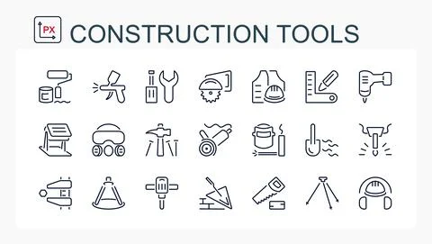 A set of vector illustrations, icons from a thin line. Stock Illustration