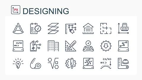 A set of vector illustrations, icons from a thin line. Stock Illustration