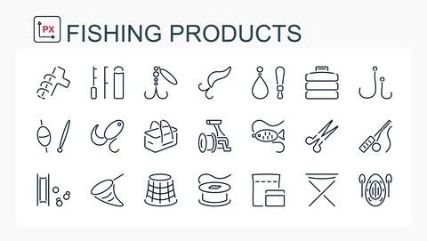 A set of vector illustrations, icons from a thin line. Equipment and goods fo Stock Illustration
