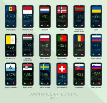 Set of vector illustrations of international dialing country codes and flag.. イラスト素材