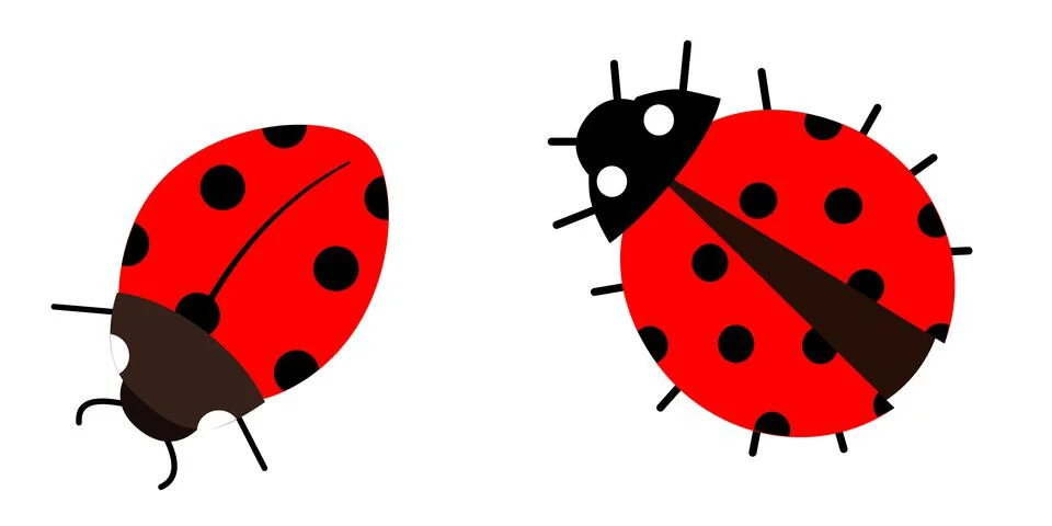 Set of vector illustrations of ladybugs in a flat style Stock Illustration