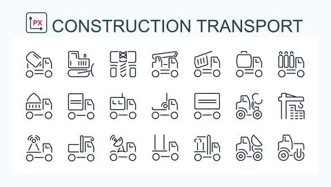 A set of vector illustrations, linear icons Stock Illustration